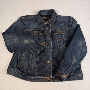 Lauren Jeans Co. Premium Women's L Denim Cowboy Chic Dark Wash Trucker Jacket